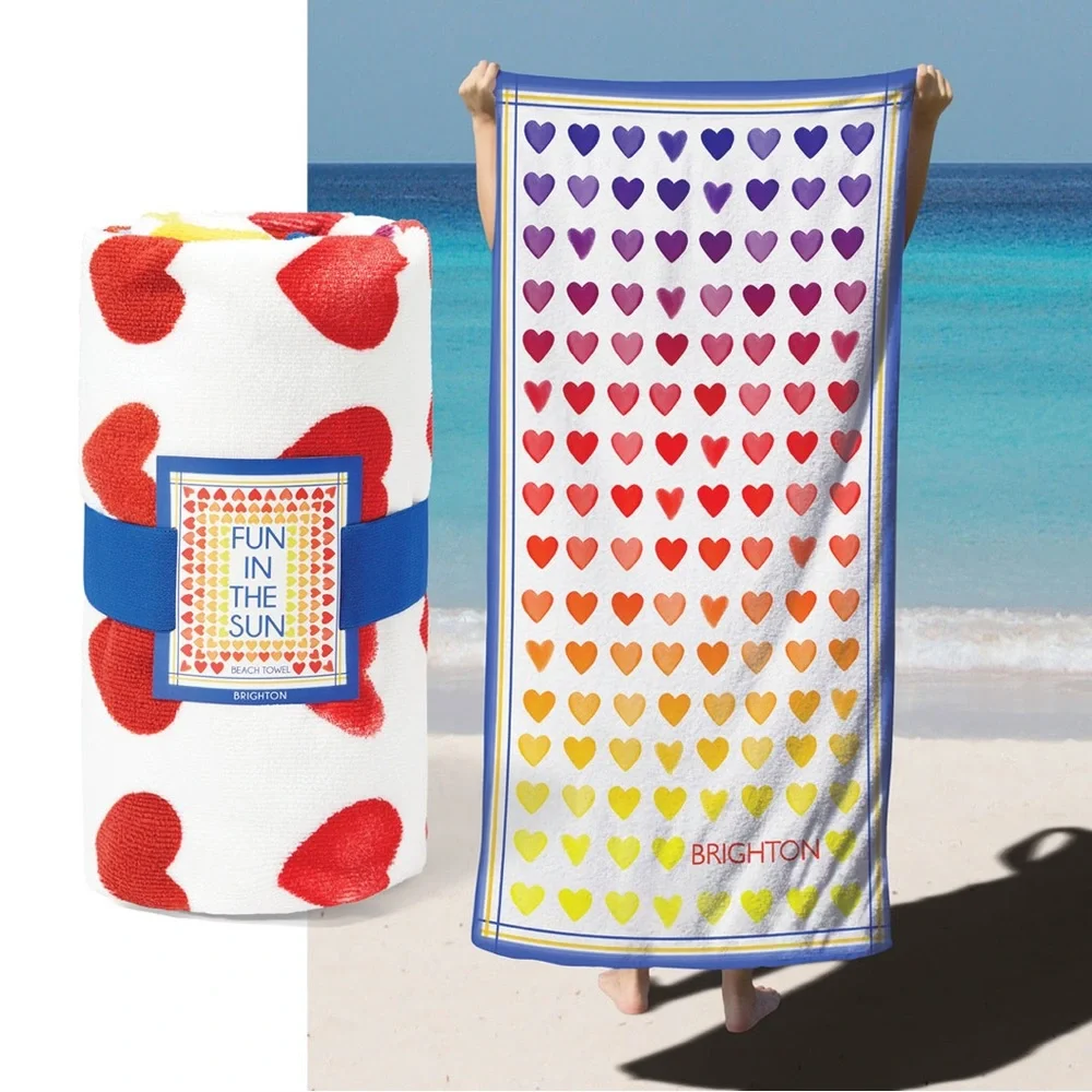BRIGHTON NWT Ombre Hearts Fun in the Sun Beach Towel • Summer 2024 GWP